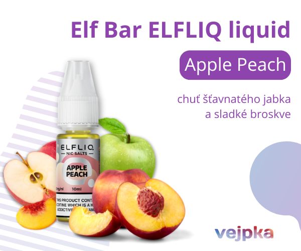 elf bar elfliq liquid apple peach uvodni foto